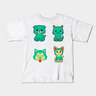 Cool cute beautiful Kitties cat with gorgeous dog Kids T-Shirt